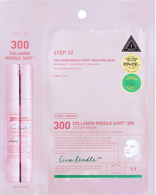 Маска для лица тканевая Vt Cosmetics Collagen Reedle Shot 300 2step Mask