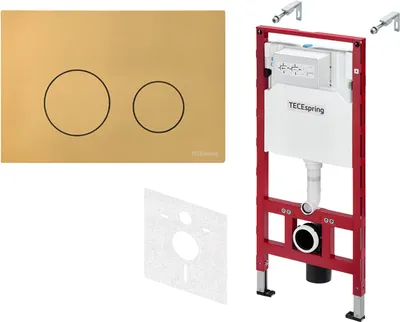 Инсталляция для унитаза TECEspring S300513 (с кнопкой смыва, сталь Gold PVD)