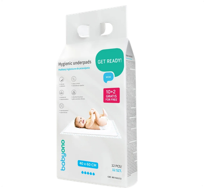 Набор пеленок одноразовых детских BabyOno 40x60см / 513/12 (12шт)