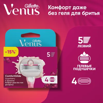 Набор сменных кассет Gillette Venus Comfortglide Sugarberry (4шт)