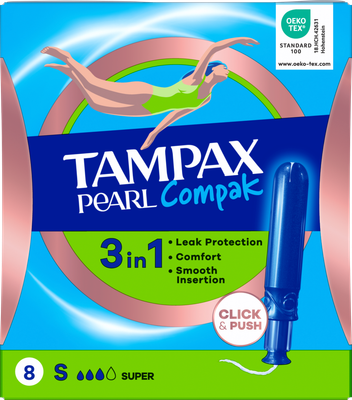 Тампоны гигиенические Tampax Compak Pearl Super Single (8шт)