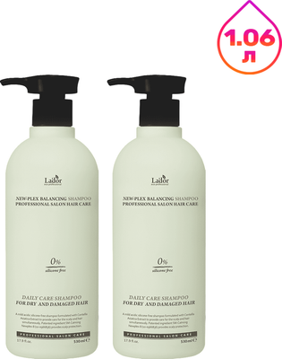 Шампунь для волос La'dor Newplex Balancing Shampoo Бессиликоновый (2x530мл)