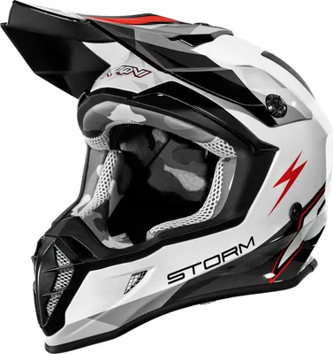 Мотошлем Roqvi Storm (M, белый/черный глянцевый)
