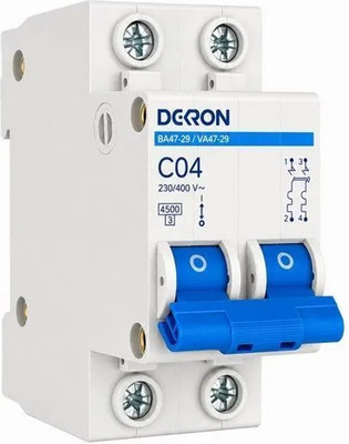 Выключатель автоматический DEKRON ВА47-29 2P C4A 4.5кА / mcb29-2-C04-dek