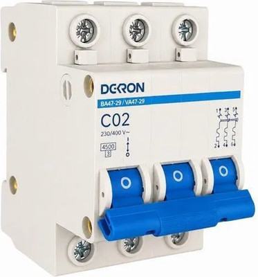 Выключатель автоматический DEKRON ВА47-29 3P C3A 4.5кА / mcb29-3-С03-dek