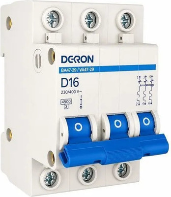 Выключатель автоматический DEKRON ВА47-29 3P D16A 4.5кА / mcb29-3-D16-dek