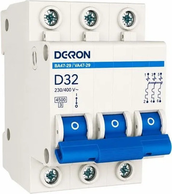 Выключатель автоматический DEKRON ВА47-29 3P D32A 4.5кА / mcb29-3-D32-dek