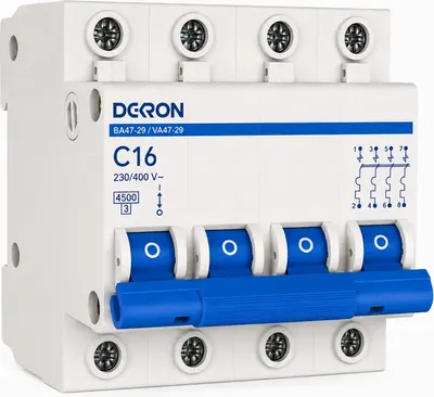 Выключатель автоматический DEKRON ВА47-29 4P C16A 4.5кА / mcb29-4-C16-dek