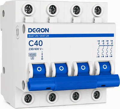 Выключатель автоматический DEKRON ВА47-29 4P C40A 4.5кА / mcb29-4-C40-dek