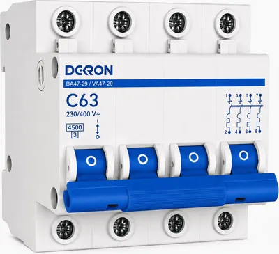 Выключатель автоматический DEKRON ВА47-29 4P C63A 4.5кА / mcb29-4-C63-dek