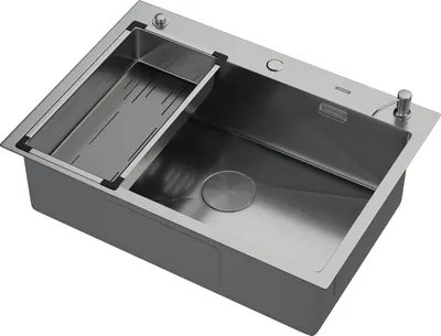 Мойка кухонная Arfeka ECO AR 70x50 POP-UP+CL G+DS (Satin Decor Volcanic, с дозатором и коландером)