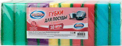Набор губок для мытья посуды Boomhouse Mix Colour / 702743 (10шт)