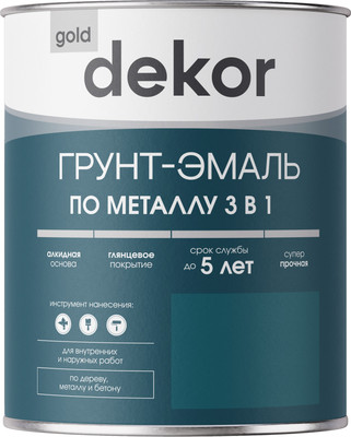 Грунт-эмаль Dekor 3 в 1 глянцевая (800г, синий)