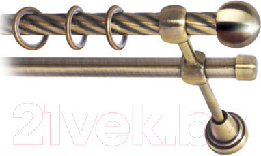 Карниз для штор Lm Decor Шар малый 124 2р витой (антик, 2.4м)
