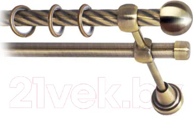 Карниз для штор Lm Decor Шар малый 124 2р витой (антик, 3м)