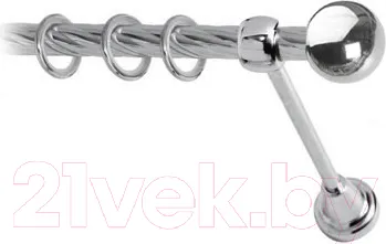 Карниз для штор Lm Decor Шар малый 124 1р витой (хром, 3м)