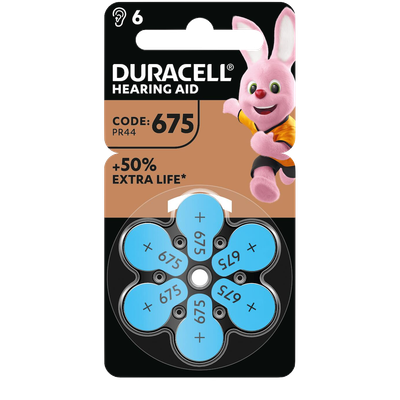 Комплект батареек Duracell 675 +50% Extra Life (6шт)