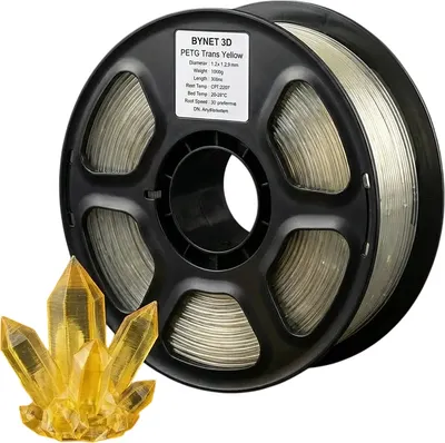 Пластик для 3D-печати BYNET3D PETG / BN_PETG0_TYE (Transparent Yellow)