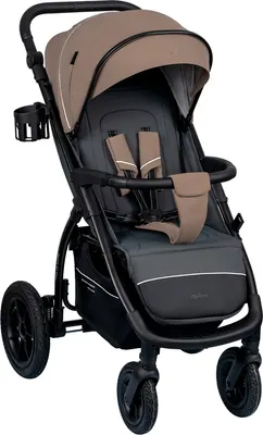 Детская прогулочная коляска INDIGO Epica Xl Air+ с сумкой (темно-бежевый/серый)
