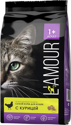 Сухой корм для кошек L'amour С курицей (1.5кг)