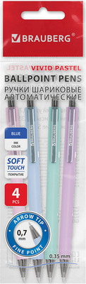 Набор шариковых ручек Brauberg Vivid Pastel / 144408 (4шт, синий)