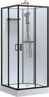 Душевая кабина IVA 90x90x240 / S3SB09C (белый/черный/прозрачное стекло)