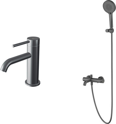 Комплект смесителей Oliveeka OL-639017+88139017-BGM (матовый оружейный металл)