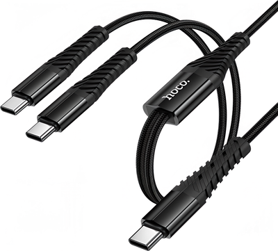Кабель Hoco X123 Victory 2-в-1 USB-C to USB-C + USB-C (черный)