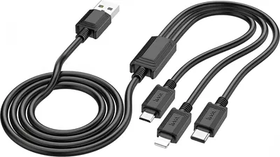 Кабель Hoco X74 3-в-1 iP+Micro+Type-C (черный)