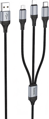 Кабель Hoco X102 Fresh 3-в-1 iP+Micro+Type-C (черный)