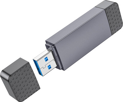 Картридер Hoco HB45 Spirit 2-в-1 USB/Type-C 3.0 (серый металлик)