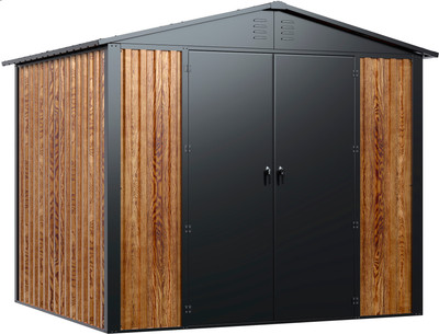Сарай из металла Aobabo С двухскатной крышей DS-03-CUST Wooden (распашные двери)