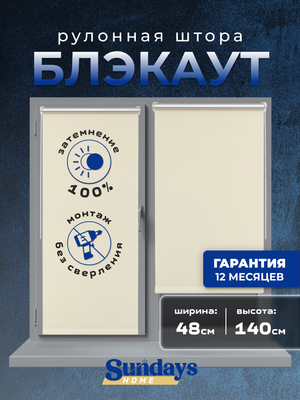 Рулонная штора Sundays Home LM 168-03 48х140 (молочный)