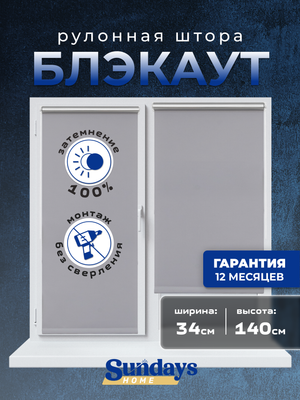 Рулонная штора Sundays Home LM 168-07 34x140 (серый)