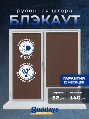 Рулонная штора Sundays Home LM 168-09 52x140 (коричневый)