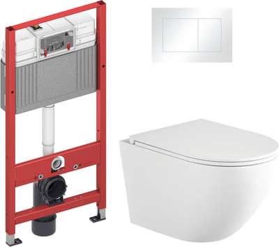 Унитаз подвесной с инсталляцией Saniteco Torando T-203MW + TECE Kit 9400413 (с кнопкой белый)