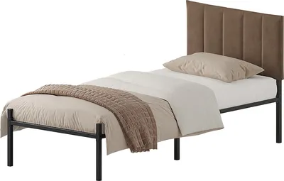 Односпальная кровать Домаклево Металика Б80x190+Г4 (черный/03 коричневый велюр)