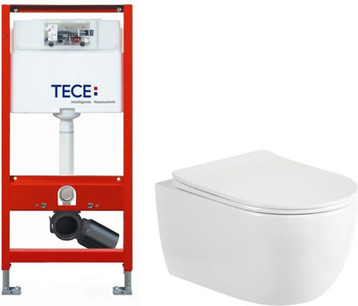 Унитаз подвесной с инсталляцией Saniteco Rimless R-209W + TECE Profil 9300302