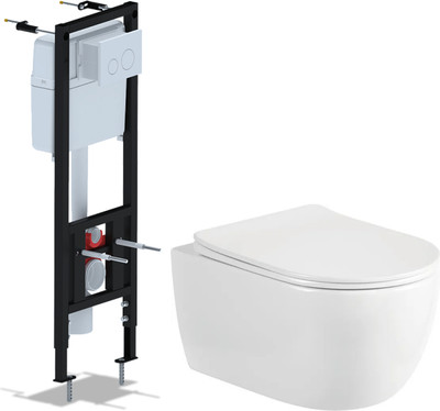 Унитаз подвесной с инсталляцией Saniteco Rimless R-209W + Ани Пласт WCP4130