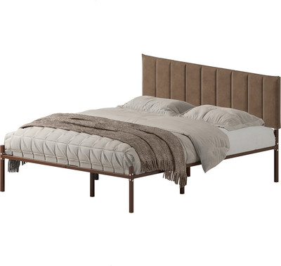 Двуспальная кровать Домаклево Металика Б160x200+Г4 (коричневый/03 коричневый велюр)