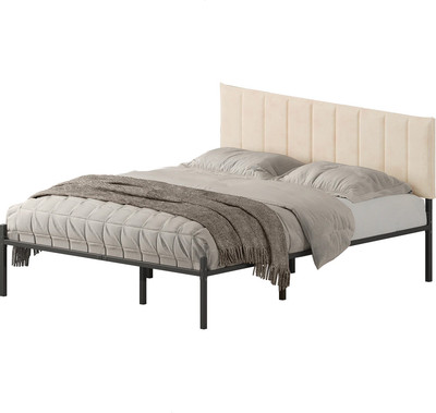 Двуспальная кровать Домаклево Металика Б160x200+Г4 (черный/молочный велюр)