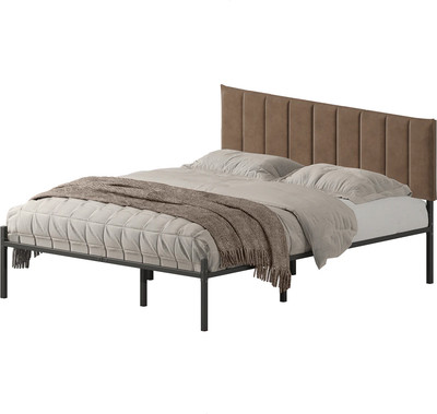 Двуспальная кровать Домаклево Металика Б160x200+Г4 (черный/03 коричневый велюр)