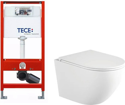 Унитаз подвесной с инсталляцией Saniteco Rimless R-203M + TECE Profil 9300302