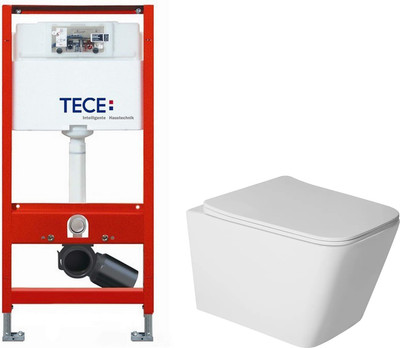 Унитаз подвесной с инсталляцией Saniteco Rimless R-202W +  TECE Profil 9300302