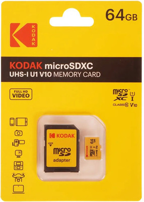 Карта памяти Kodak 64GB Micro SD UHS-I U1/V10 / EKMSDM64GXC10F (с адаптером)