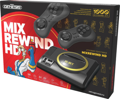 Игровая приставка Retro Genesis MixRewind HD 8+16 Bit, 1000 игр + 2 джойстика / ConSkDn128