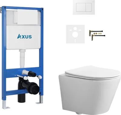 Унитаз подвесной с инсталляцией Axus 011D с унитазом Brillo 2380t и кнопкой 097JW / k0131
