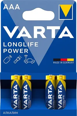 Комплект батареек Varta Longlife Power AAА LR03 Alkaline BL 4 4/40/1000 / 4903121414