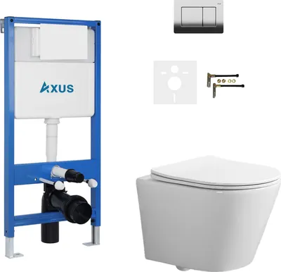 Унитаз подвесной с инсталляцией Axus 011D с унитазом Brillo 2380t и кнопкой 097LC / k0129