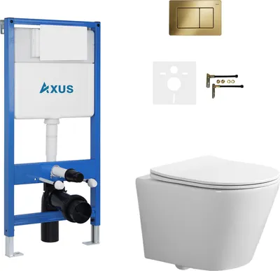 Унитаз подвесной с инсталляцией Axus 011D с унитазом Brillo 2380t и кнопкой 097LG / k0127